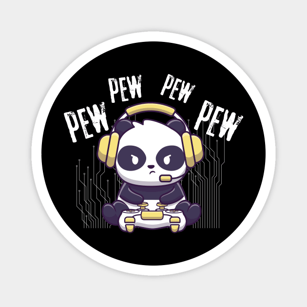 Gaming Panda Pew Pew Video Game Addict Magnet by The WYLD Tribe